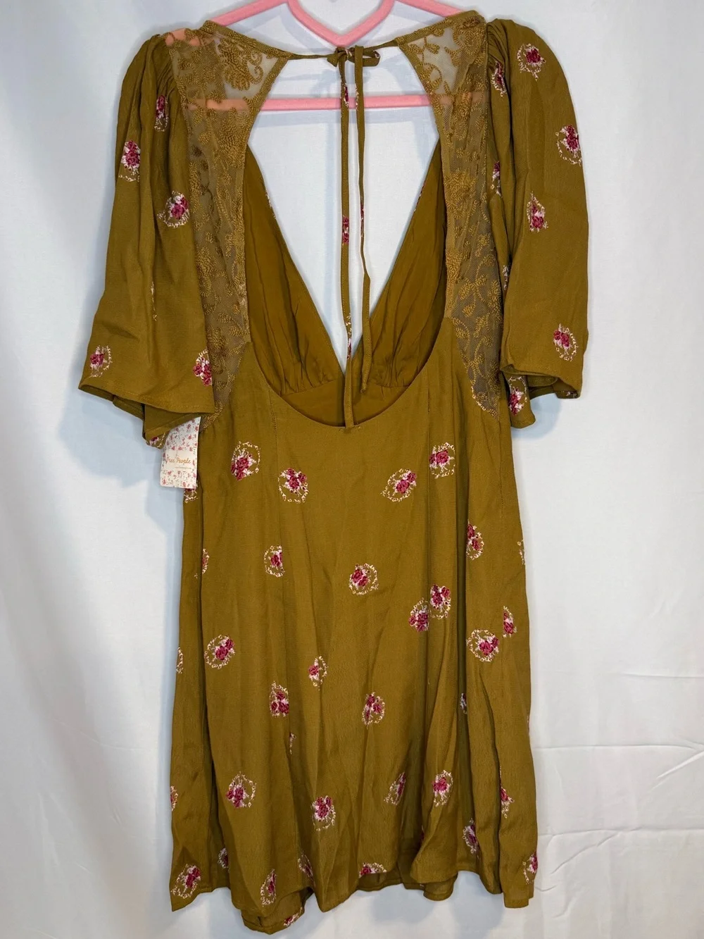 Free People NWT Floral Lace Open Back Mini Dress Size 2 - Picture 4 of 8